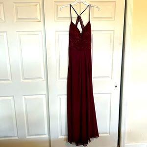 Morilee bridesmaids dress, wine/burgundy, maid of honor dress, slit